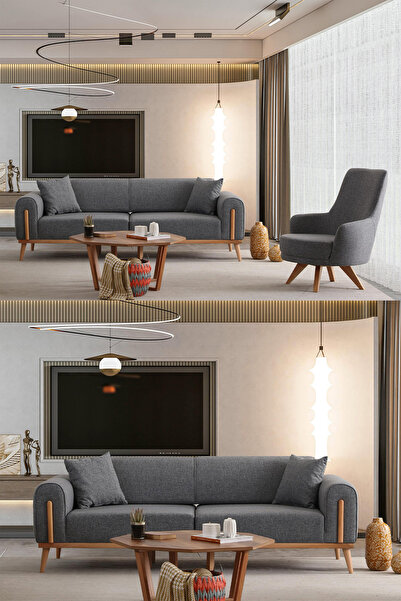 Ak sofa LEON KOLTUK TAKIMI 3+3+1 GRİ