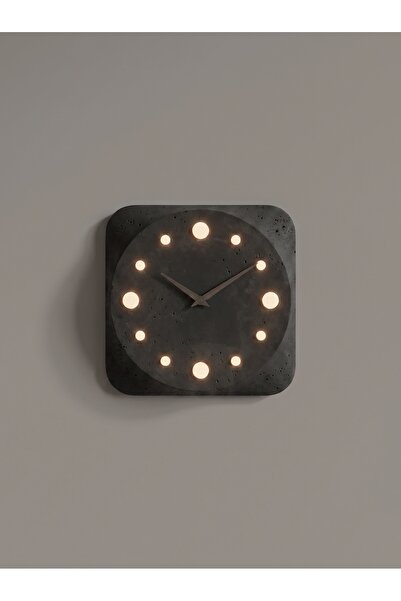 TABART NOMA LED’li Beton Dekoratif Duvar Saati (38 cm) – Sessiz Mekanizma, Ge...