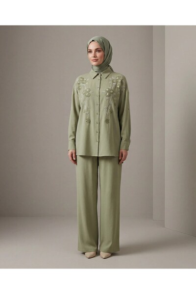 BURRASCA Embroidered Stone Linen Suit