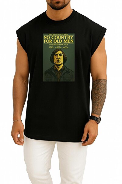 Bahriyeli Collection Oversized No Country for Old Men Tank Top with Chest Design