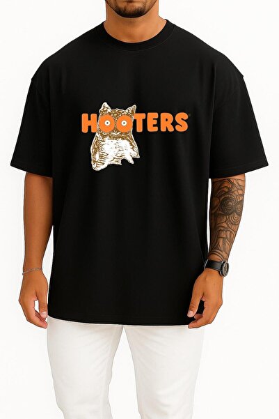 Bahriyeli Collection Oversize Hooters Buffalo Wing Logo Clearwater Chest Desi...