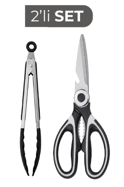 ZUZU MADE Ultra Keskin Çok Amaçlı Mutfak Makası ve 23 cm Metal Silikon Uçlu S...