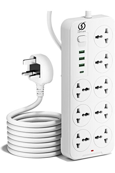 INFLUX EXT INFLUX Extension Cord With 8-Outlet, 3M Cord with USB Ports and C-...