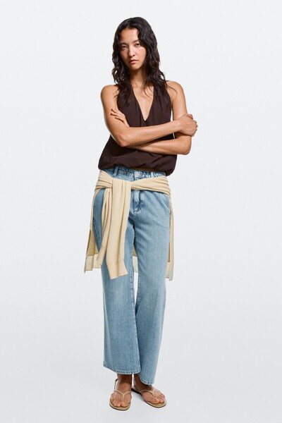 Massimo Dutti Yüksek bel crop çan paça jean