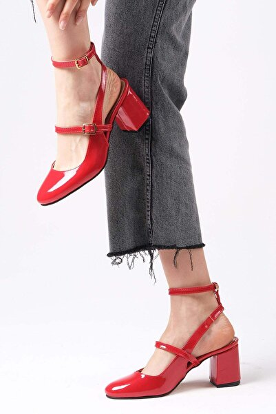 Mio Gusto Inessa Red Color Open Back Women's Heeled Shoes