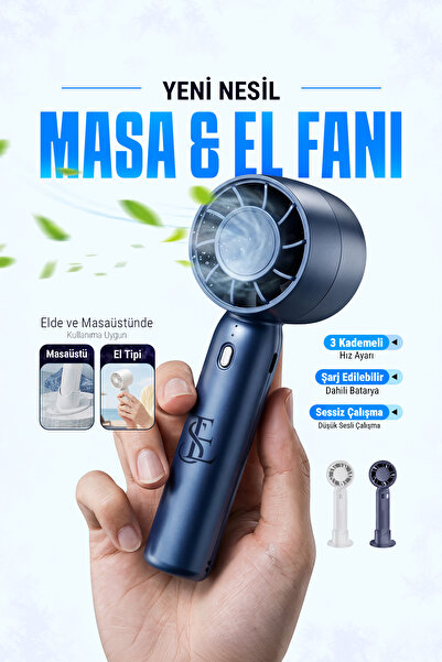 EN SİGA Yeni Nesil Mini El Fanı Şarjlı Taşınabilir Vantilatör Masaüstü Vantil...