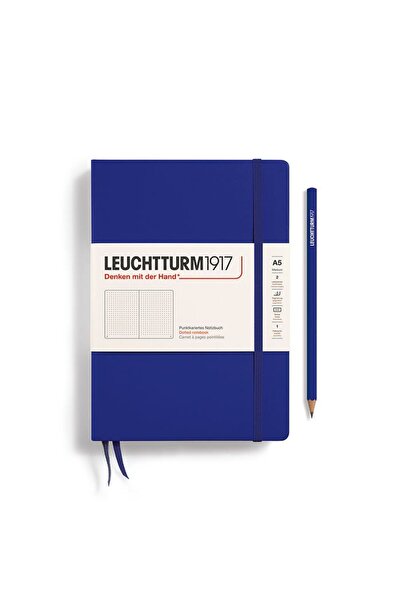 Leuchtturm Caiet A5 punctat cu copertă rigidă albastră și cerneală