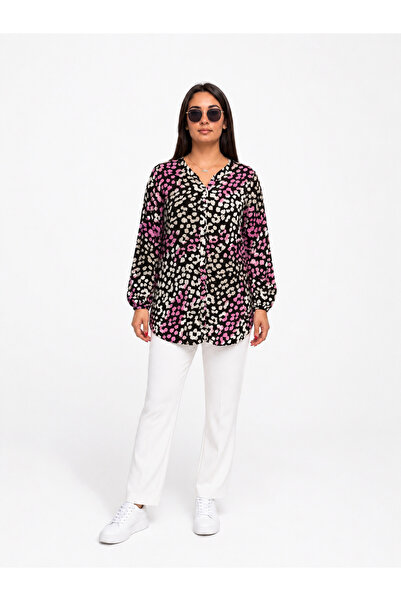 ELSEBUTİKTR Women's Comfortable Cut Cotton Viscose Tunic Shirt