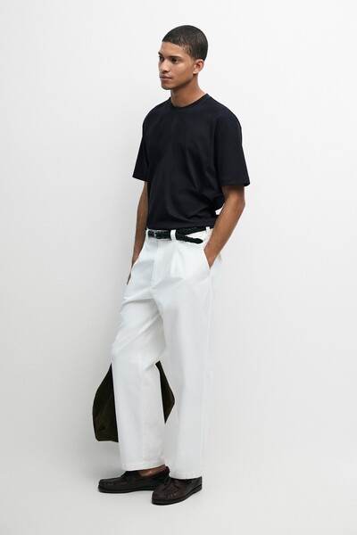 Massimo Dutti Kontrast Yaka Kısa Kollu T-Shirt