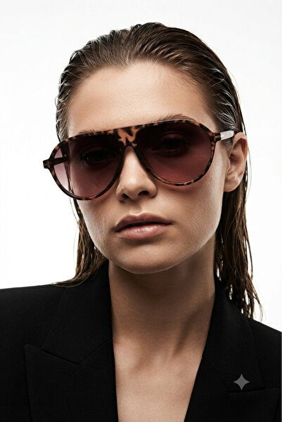 MissBella Eyewear - MYSTİC Leopar Desenli Degrade Cam Kadın Güneş Gözlüğü