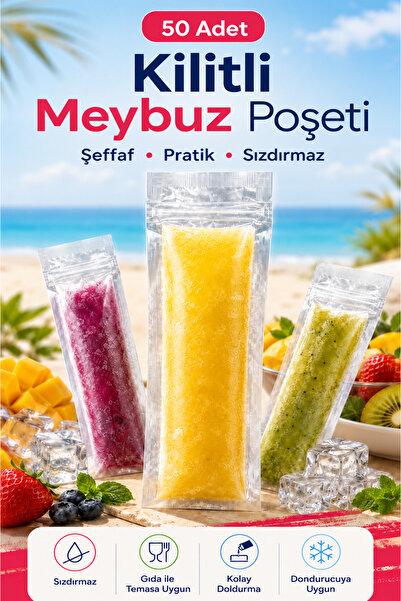 Ezupack 50-Pack Meybuz Bici Ice Cream and Ice Cream Bag Freezer Juice Bag, Le...