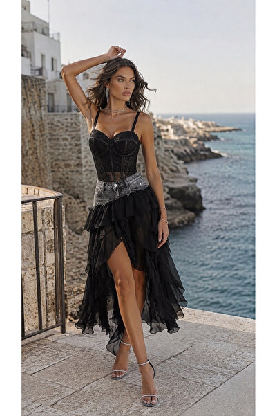 PICO fashion Askılı Payet Detaylı Dantel Büstiyer