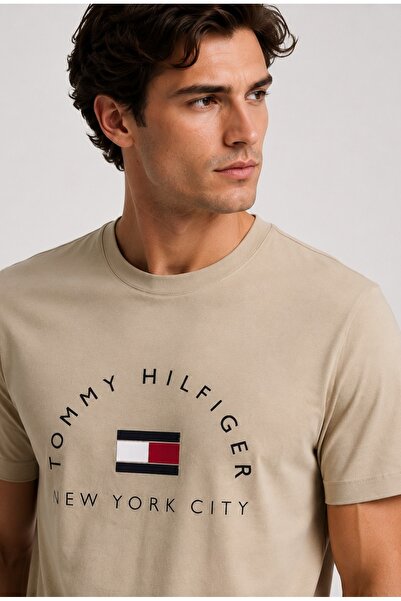 Tommy Hilfiger Cotton Woven Regular Fit Men's T-Shirt with Transfer Print Logo