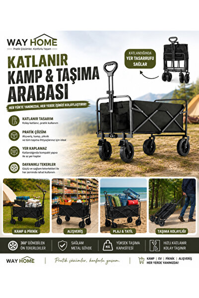 Way Home Katlanabilir Taşıma Arabası – Kamp / Plaj / Bahçe / Pazar /Evcil hayvan