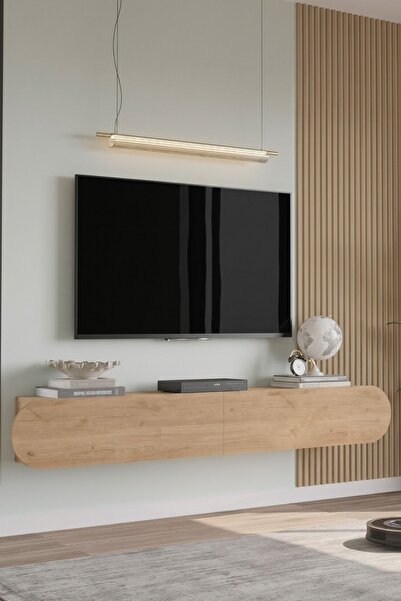 Yurupa Lumos 180 cm Oval Kapaklı Tv Ünitesi Modern Duvara Monte Tv Sehpası Se...
