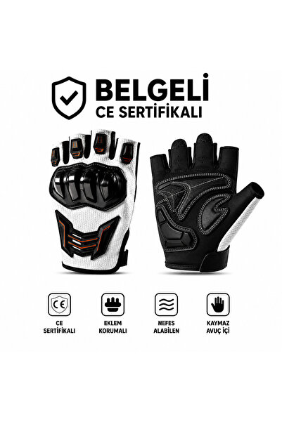 MOTOSOR KORUMALI KISA MOTOSİKLET ELDİVENİ YASAYA UYGUN PARMAKSIZ ELDİVEN CE