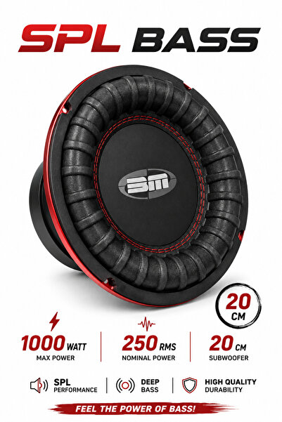 SUNASK Bm Audıo 20cm 1000 Watt 250 Rms Subwoofer Bass Kabinsiz