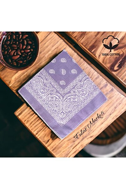 Fular Marketi Sepete 4 Ekle 3 Öde Kampanya %100 Pamuk Unisex Lila Etnik Desenli Bandana 1 Adet Fiyatıdır