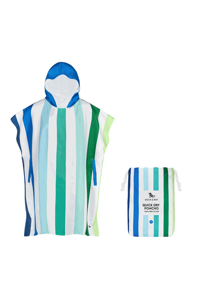 Dock & Bay Poncho Adults - Quick Dry Hooded Towel - Lazy River - Medium