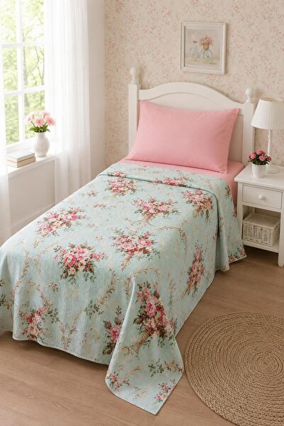 Eponj Home 140x230 سم نعناعي ملون طبيعي بيكيه مطبوع Alanur Kids