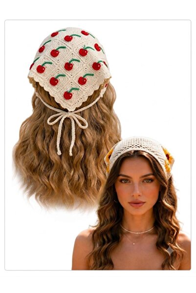 İNCİ ÇEYİZ 2-Piece Combination Yellow Daisy Knitted Bohemian Crochet Cherry B...