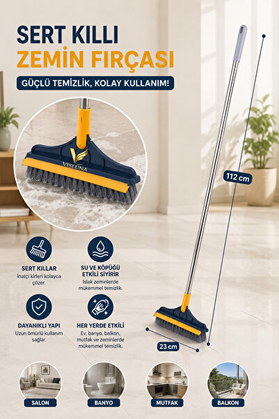 VİSLUNA فرشاة تنظيف على شكل حرف V، فرشاة أرضية، مكنسة كهربائية بمقبض طويل وفر...