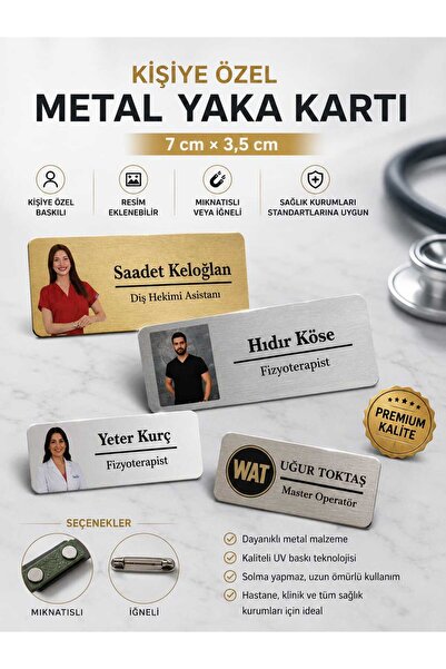 SIRADIŞI REKLAM Yaka Isimlik Metal Kişiye Özel Baskılı Gold Veya Gümüş Seçene...