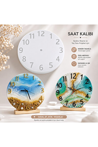 Şenhomee Epoksi Reçine Silikon kalıp Saat Kalıbı Duvar Saati Taş tozu kalıbı ...