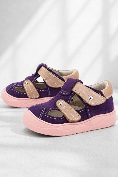 Rakerplus Genuine Leather Velcro Purple Baby Sandals