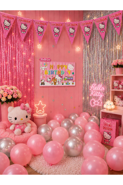 snowparty Hello Kitty Perdeli Doğum Günü Parti Süsleri Seti