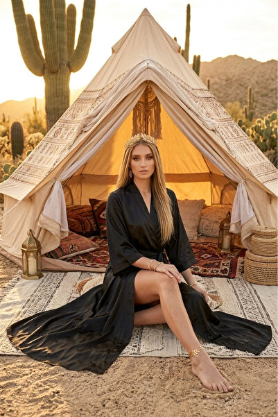 PICO fashion روب طويل من الساتان - روب متعدد الاستخدامات للعروس والمنزل والشاطئ
