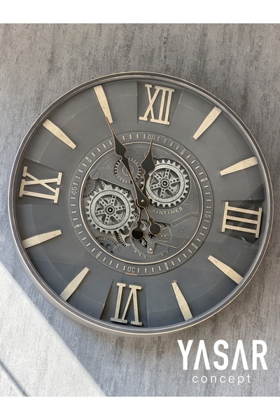 YASAR CONCEPT Timetic Metal Çarklı Duvar Saati 60 Cm