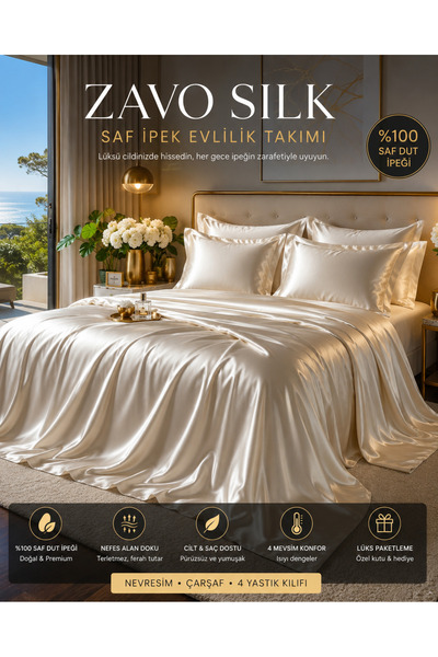 ZAVO Ipek %100 Saf Italya Ipek Çift Kisilik Nevresim Takimsilk Duvet Cover Seti