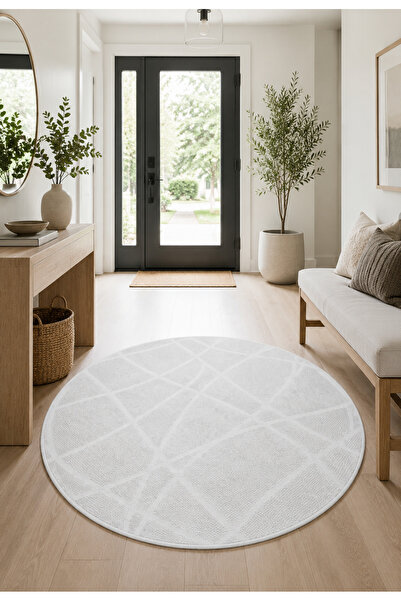 Halı Sepeti Modern Sisal Daire Leke Tutmayan Kaymaz Taban Salon Mutfak Korido...