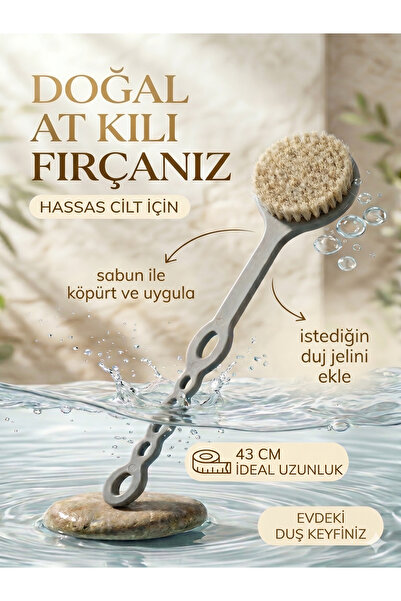 Efsoon Organics At Kılı Fırça, Saplı Fırça, Selülit Fırçası, Vücut Fırçası Du...