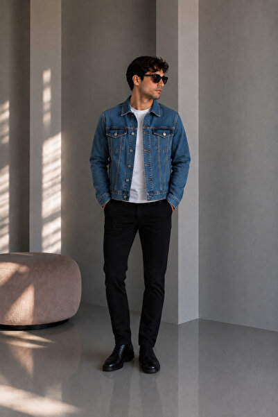 BALİNS Men's Denim Blue Jeans Jacket