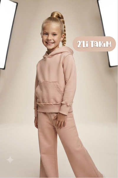 Hilal Akıncı Kids Girl's Oversize 3 Thread Double Tracksuit Set