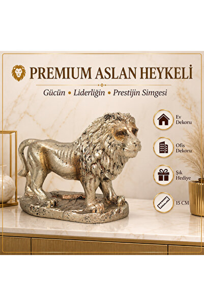 e-life shop Premium Aslan Heykeli 15 Cm Dekoratif Polyester Aslan Biblosu Ev ...