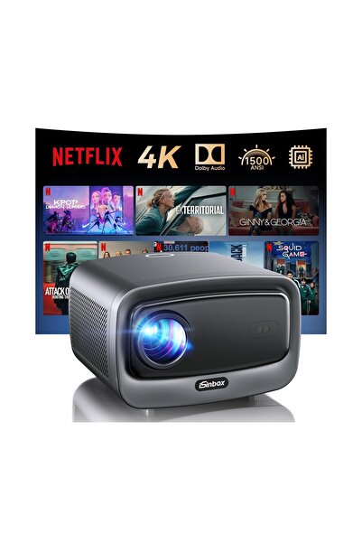 Isinbox Proiector de film pentru exterior, Proiector inteligent 4K și 36W, Do...