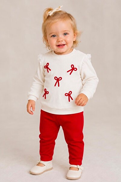 MixMax Bebe Baby Girl Bowknot Long Sleeve Top and Bottom Set 100% Cotton