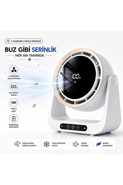 TARÇIN Turbo Fanlı Masaüstü Vantilatör – 5 Kademeli Güçlü Rüzgar, Güçlü Motor...