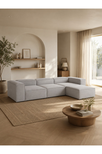 ERİZA Relax Soft Standart 4 Modül Köşe Takımı (gri) Keten Kumaş
