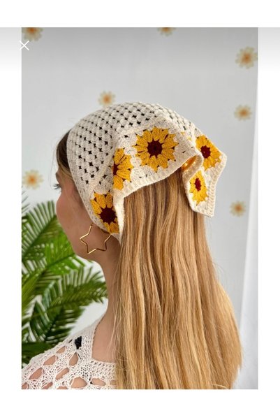 İNCİ ÇEYİZ 2 Pieces Yellow Daisy Bohemian Bandana Children's Summer Bandana