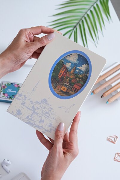 Daks 3D Taksim Nostalji Temalı Sert Kapak Pencereli A5 Günlük Not Defteri
