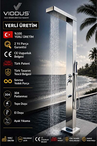 Viodus VİODUŞ DUŞ PANEL SİSTEMLERİ [[HAVUZ,BAHÇE, SAHİL DUŞ SİSTEMİ]] (KROM)