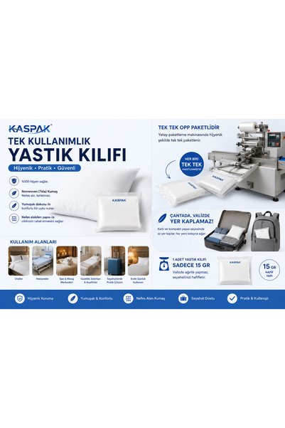 kaspak Disposable Pillow Case / 70*50 20 Cm / 5 Pieces with Cover