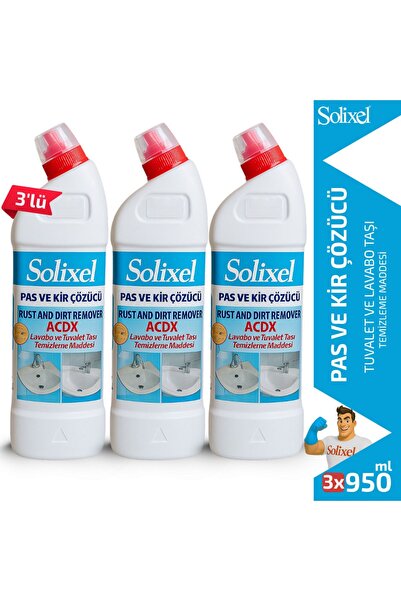 SOLİXEL Solixel Pas ve Kir Çözücü ACDX 3'lü Set – Lavabo & Tuvalet Taşı Temiz...
