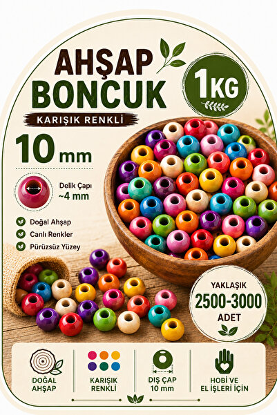 Selin 1 Kg 10 Mm Mixed Color Wooden Beads (avg. ±2500 / 3000 Pieces)