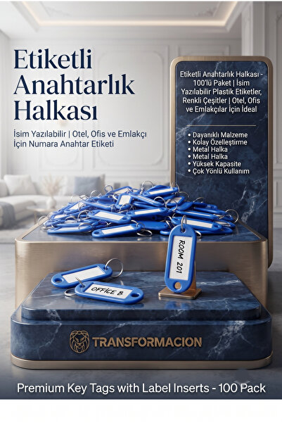 Transformacion حلقات مفاتيح ملونة مع ملصقات، عبوة من 100 قطعة - ملصقات مفاتيح...