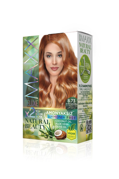 MAXX DELUXE Natural Beauty Amonyaksız Set Saç Boyası 8.73 Altın Karamel